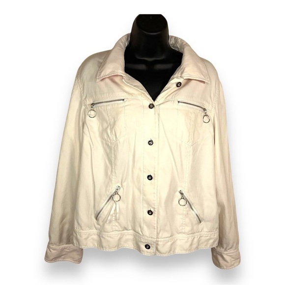 VINTAGE SIZE 16 SILK BLEND JACKET WHITE RANDOLPH DUKE COLORFUL TRIM LONG SLEEVE - Picture 1 of 11